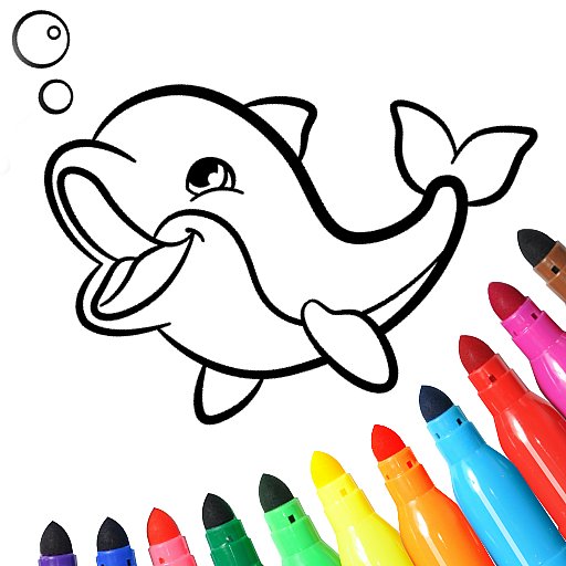 Dolphins coloring pages - APK Download, MOD, Hack Tool, Cheats